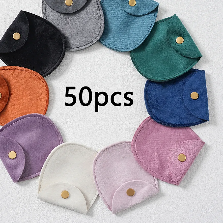 Authentic 50/10/1pcs Soft Velvet Jewelry Packaging Bag Earring Necklace Storage Pouch Halloween Christmas Wedding Gift Organizer Candy Bag