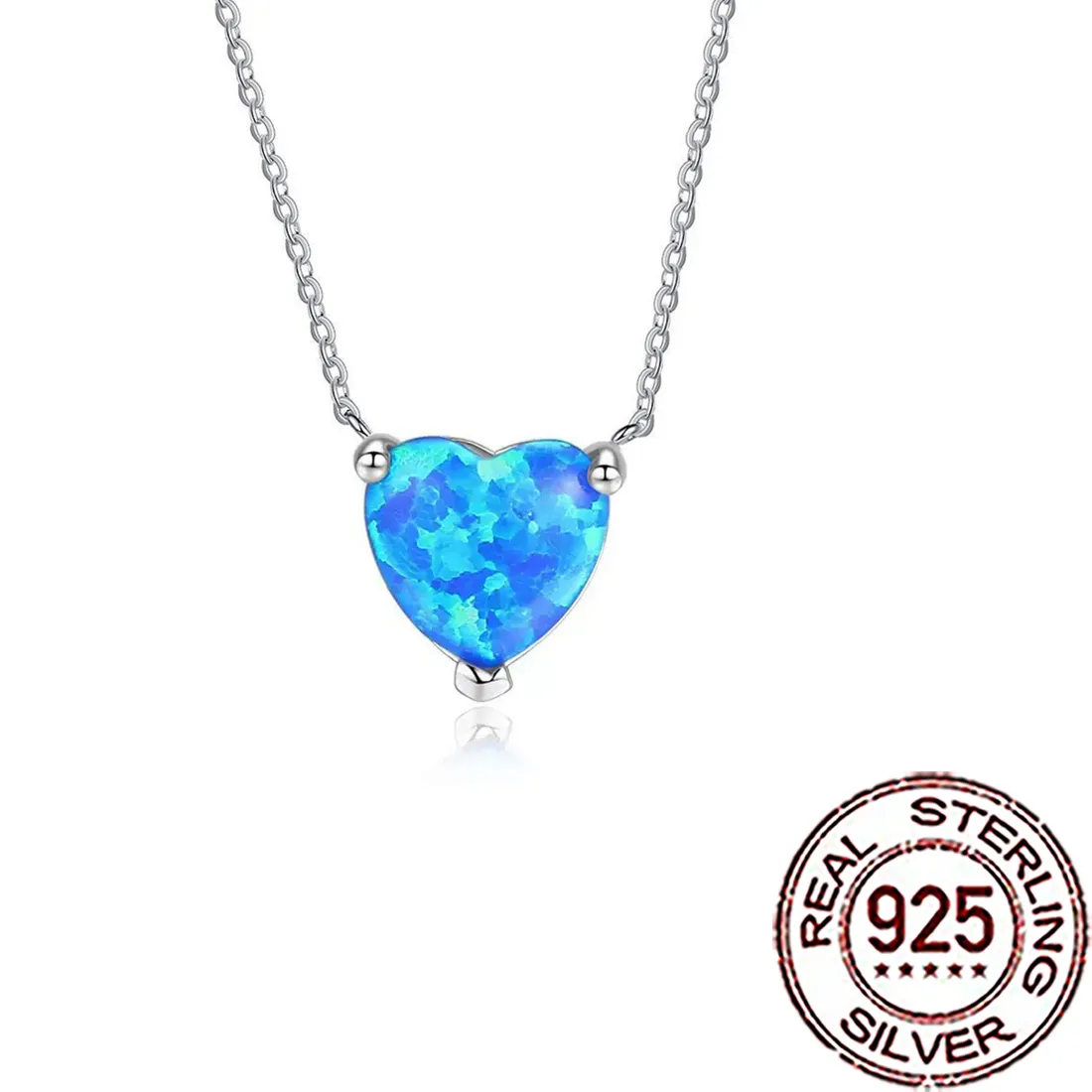 Authentic Celestial Heart of Azure Opal – Enchanted S925 Silver Pendant