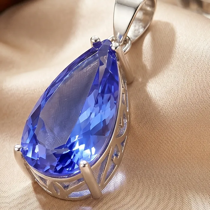 Authentic Buy 4 Get 1 Free 31x10mm Drop Shape Violet Tanzanite Fire Rainbow Mystic Topaz green tsavorite garnet Silver Pendant