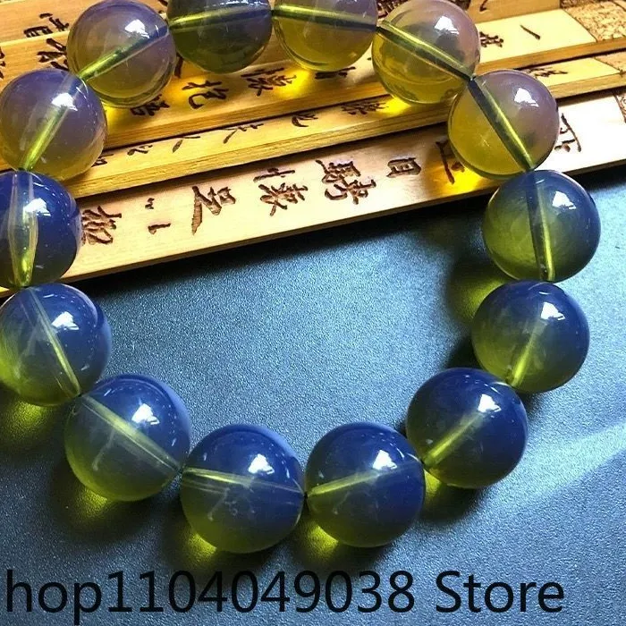 Authentic Natural Mexican Clean Water Blue Amber Buddha Beads Bracelet Clear Mind Nature High-grade Exquisite Jewelry Holiday