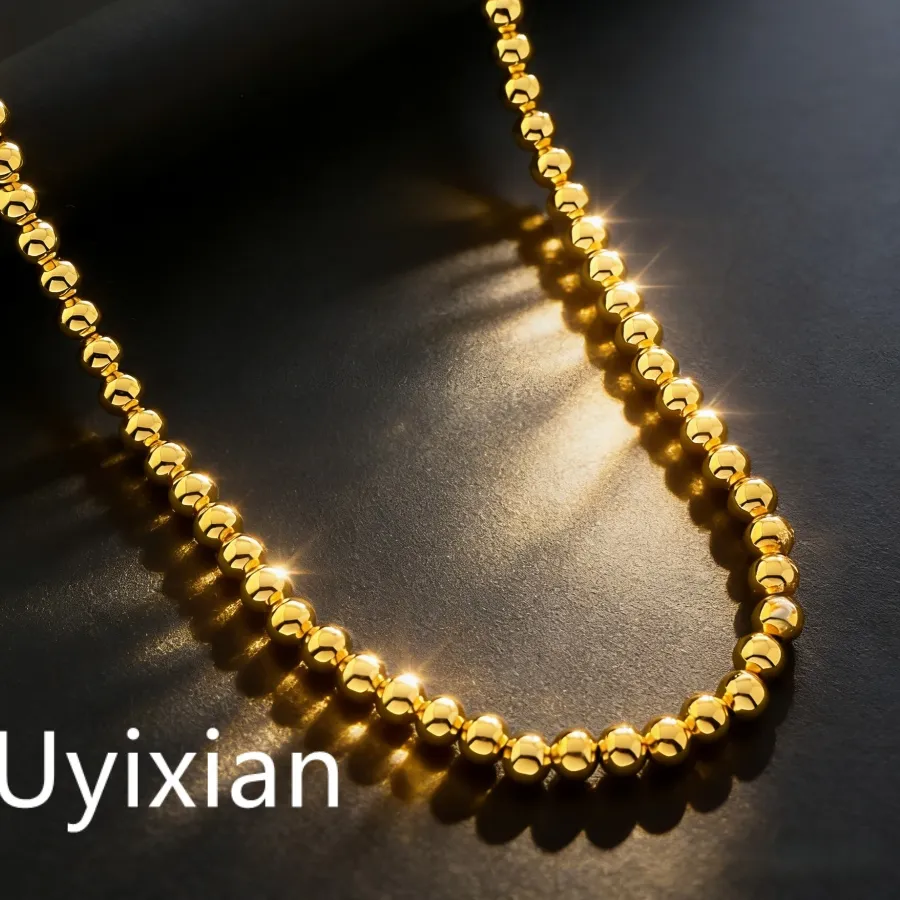 Authentic 925 Silver Plated Gold Premium 6Mm Buddha Bead Necklace Birthday Anniversary