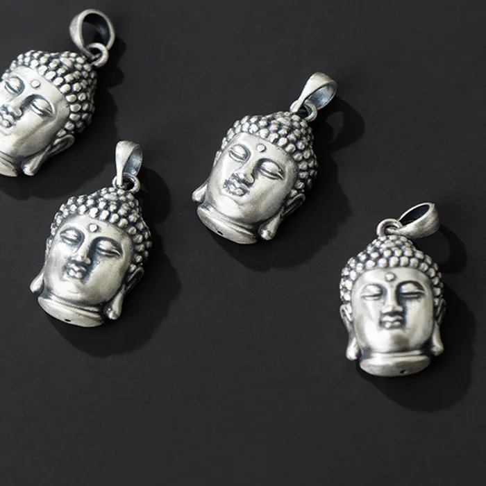 Authentic 1pc 100% 999 Pure Silver Buddha Necklace Dangle Charms 3D Craftwork Buddhism Silver Pendants Women Men DIY Jewelry Findings