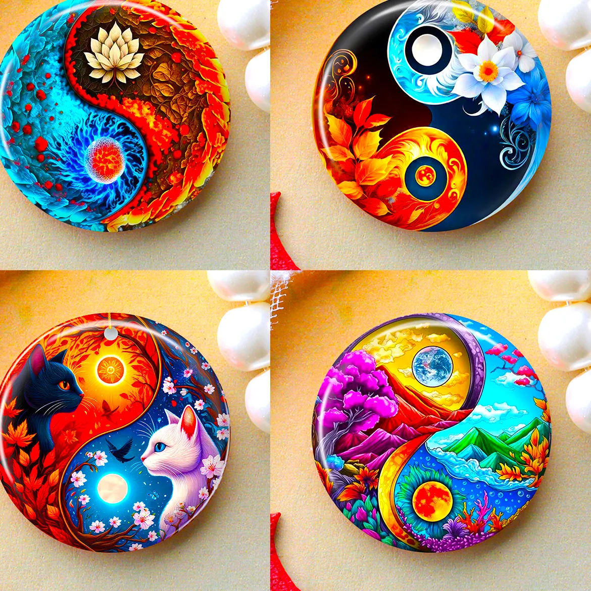 Authentic Whispers of Balance: Enchanted Yin-Yang Cameos
