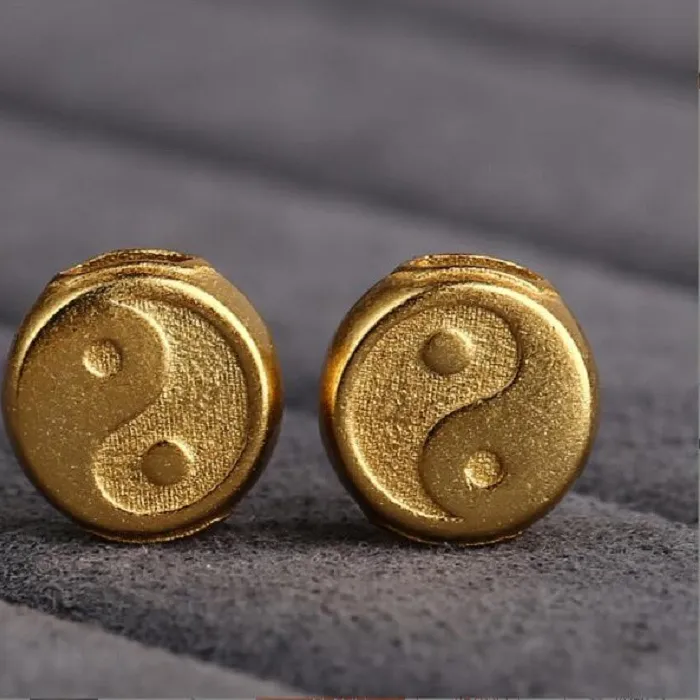 Authentic Celestial Harmony: The Sacred Yin-Yang Bagua Gold-Plated Silver Bead