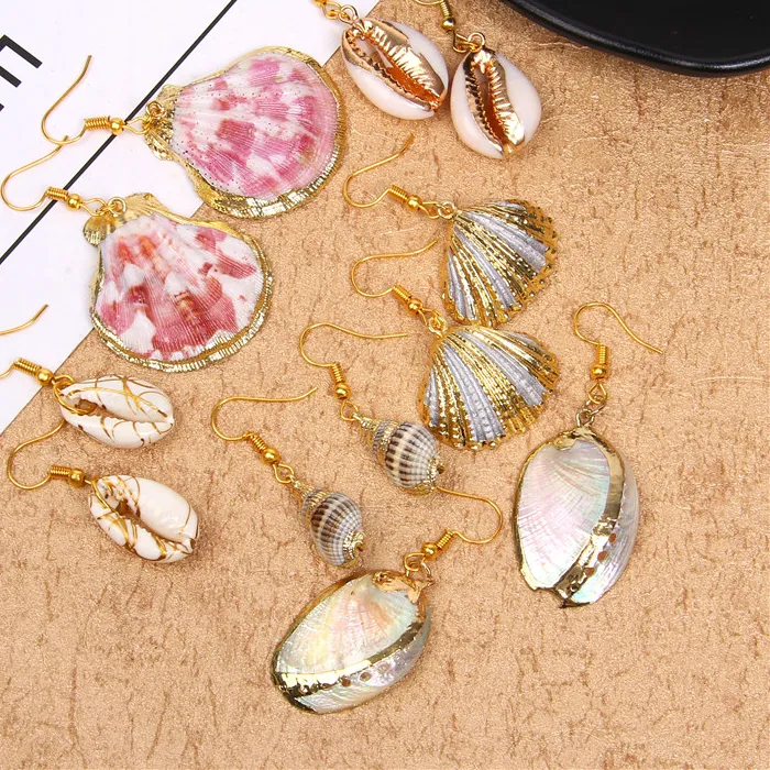 Authentic Tides Of Abundance Natural Sea Shell And Gold- Plated Sacred Conch Talisman Earrings