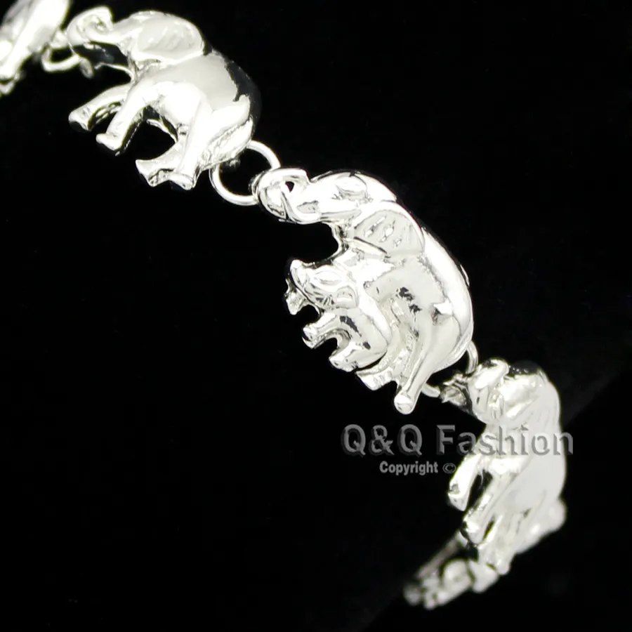 Authentic New Fashion Silver Plated Elephant Pendant Bracelet For Woman Baby Link Hindu Ganesh Charms Chain Bangle Man Jewelry Accessories