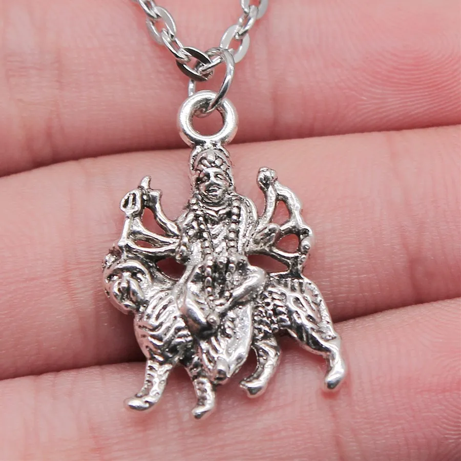Authentic Antique Silver Color 19X28Mm Indian God Pendant Necklace