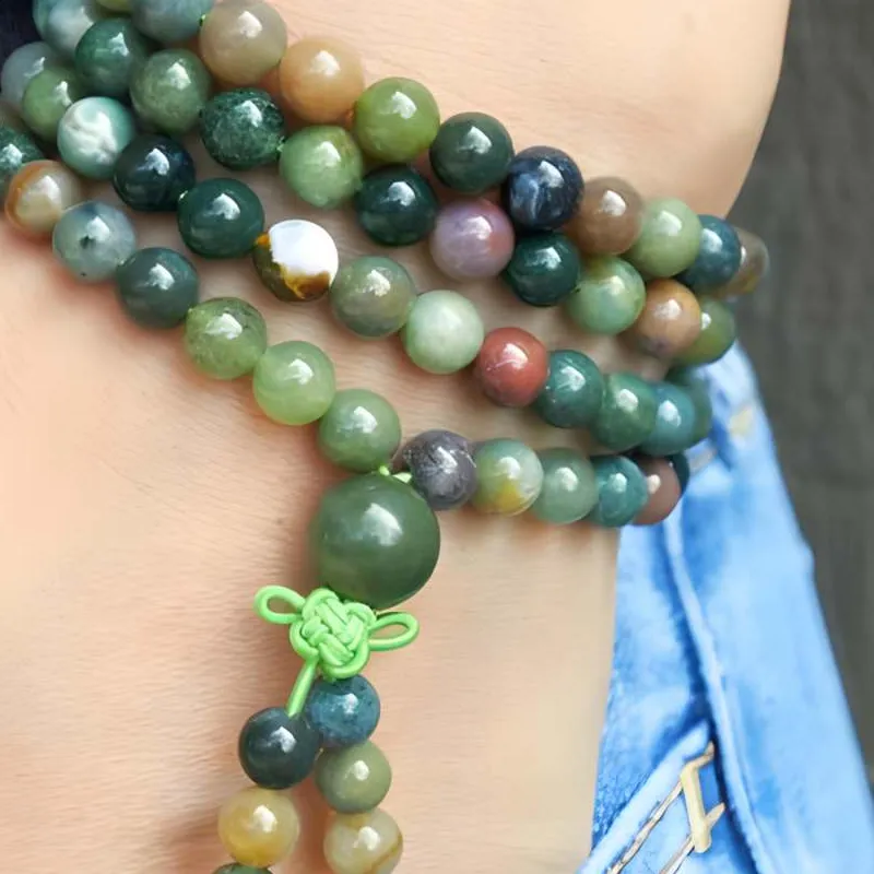 Authentic Sacred Earth Meridian The 108- Bead Indian Agate Mala And Meditation Chaplet