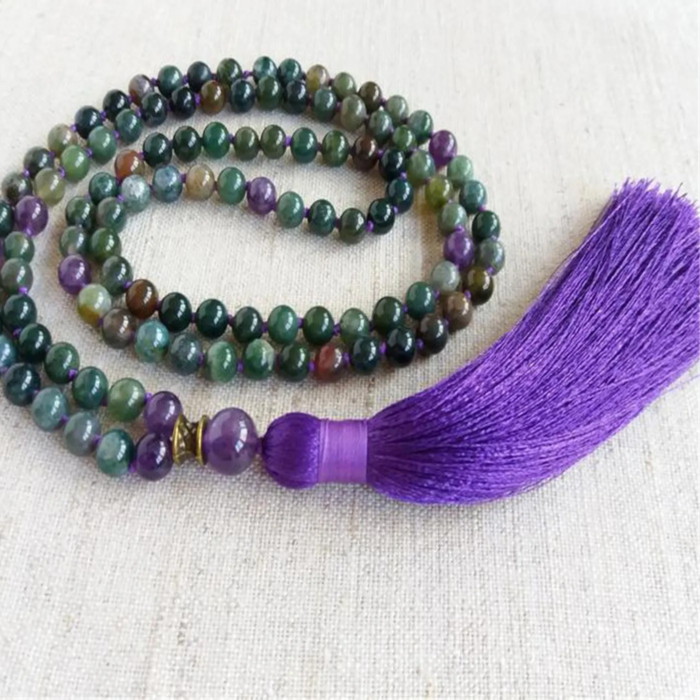 Authentic 6Mm Indian Agate Gemstone 108 Beads Mala Tassel Necklace Yoga Mala Yoga Buddhism Japa Spiritua Spirituality Tibetan