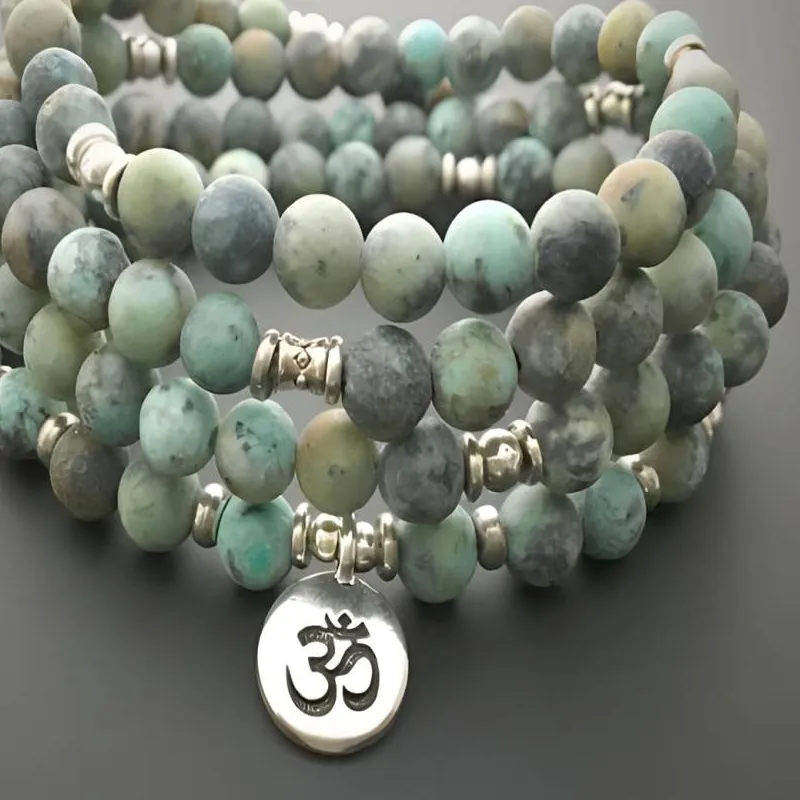 Authentic Earthly Serenity Mala - 108 African Turquoise Beads for Meditation & Spiritual Balance