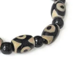 Authentic The Three-Eye Celestial Shield: Tibetan Black Agate dZi Talismanic Bracelet