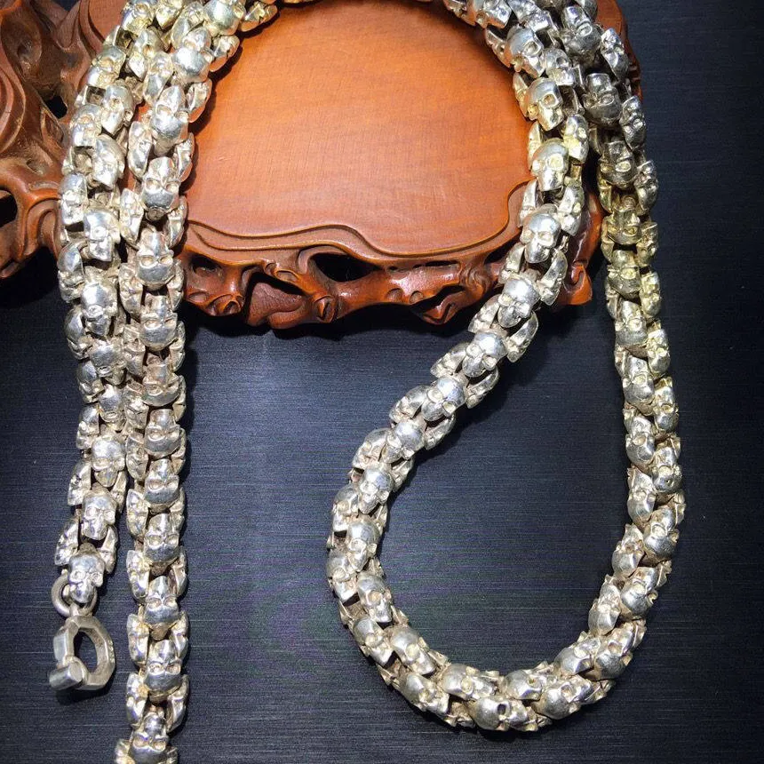 Authentic Old Retro Tibetan Silver Evil Spirits Transshipment Skull Necklace Exquisite Personalized Men's