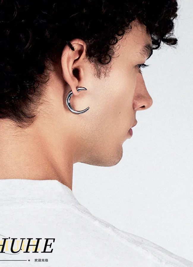 Authentic ZHUHE Crescent Earrings Cyberpunk Style For Women Men's Jewelry Accessories Party Gifts