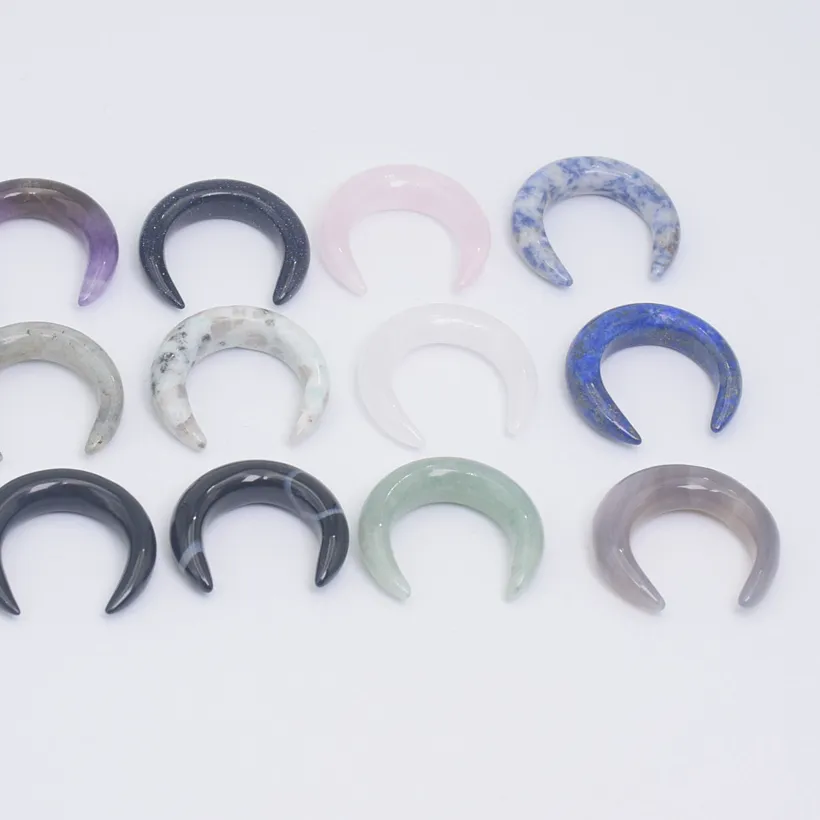 Authentic Natural Stone Crystal Crescent Moon Shape Horn For Jewelry Ornament DIY Pendant Necklace Making Handmade Bracelet Accessories