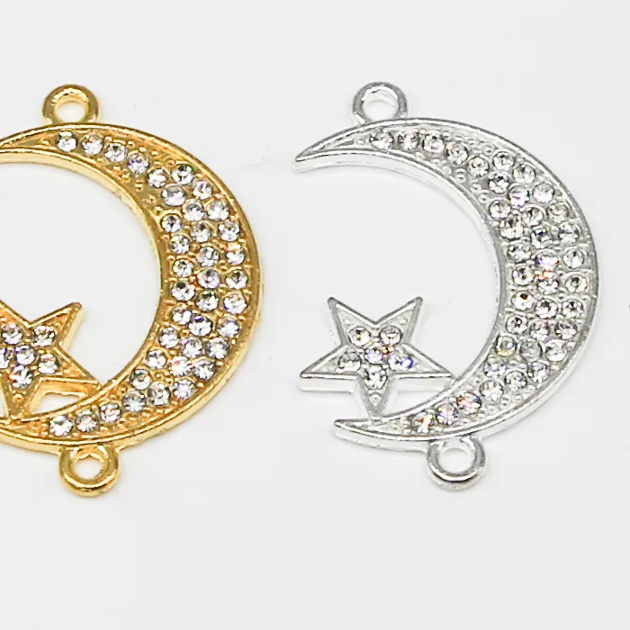 Authentic 6 Of Religious Muslim Islamic Allah Crescent Moon Connector Accessories For Islamic Jewelry Diy Production