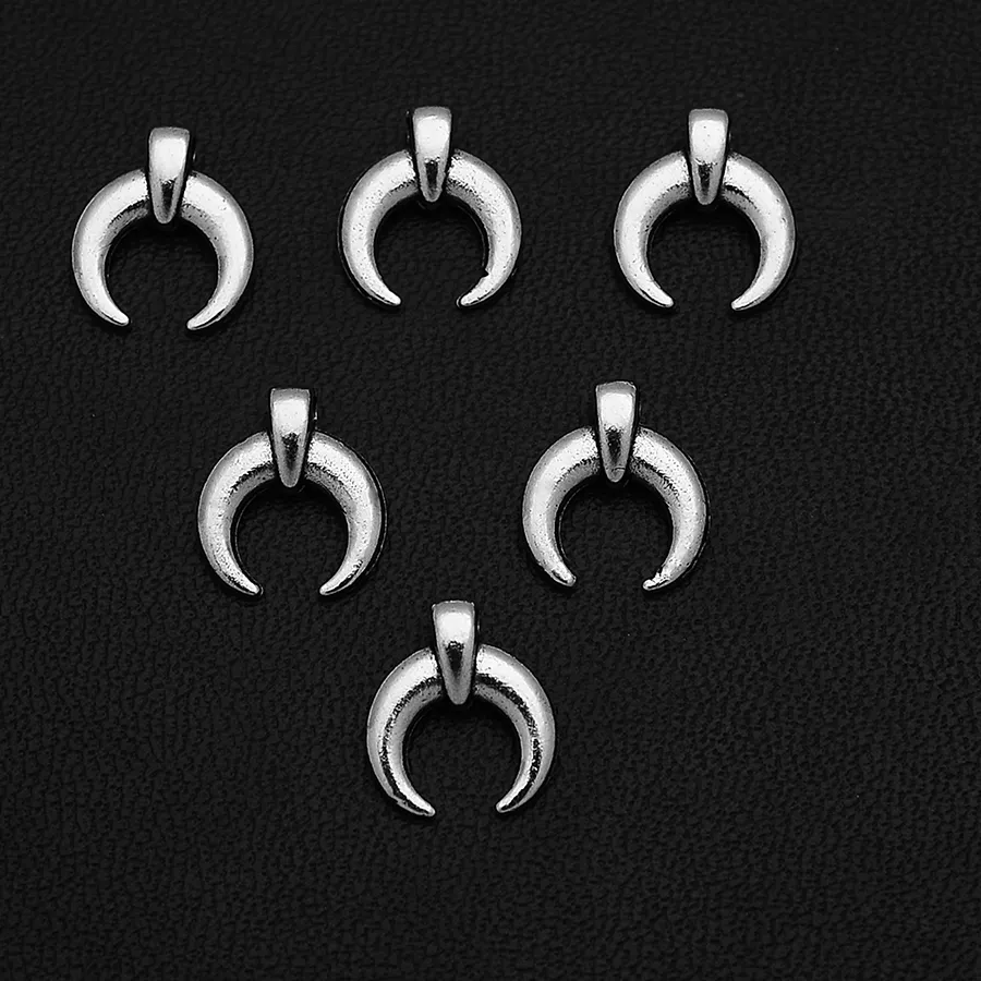 Authentic 40pcs/Lot 10x12mm Antique Crescent Moon Charms Ox Horn Mini Pendant For DIY Jewelry Making Supplies Accessories Bulk
