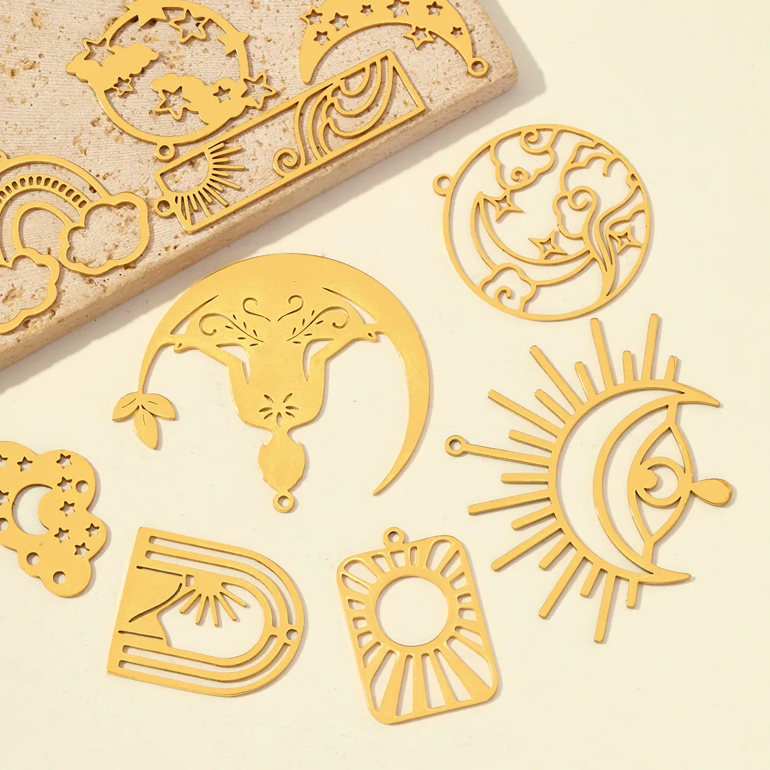 Authentic Celestial Lotus & Crescent Moon Sacred Geometry Pendants