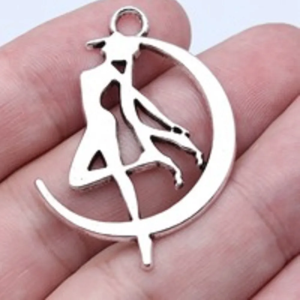 Authentic Moonlit Guardian: Crescent Moon and Star Angel Charms