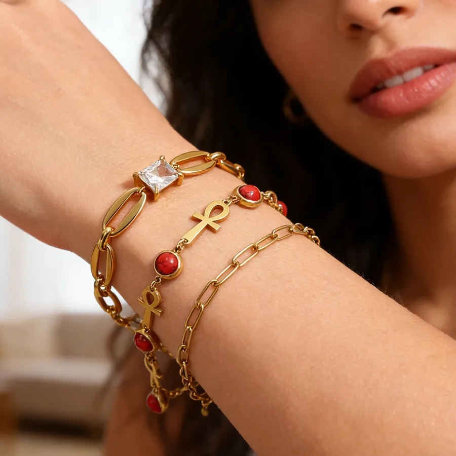 Authentic egypt bracelet Egyptian Cross Ankh Bracelet for Women Gold Color Religious Ankh Life Bracelet Jewelry Whole