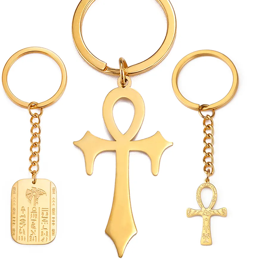 Dawapara Ancient Egyptian Ankh Cross Keychain Eye Of Horus Anubis Protection Amulet Keyring Jewelry