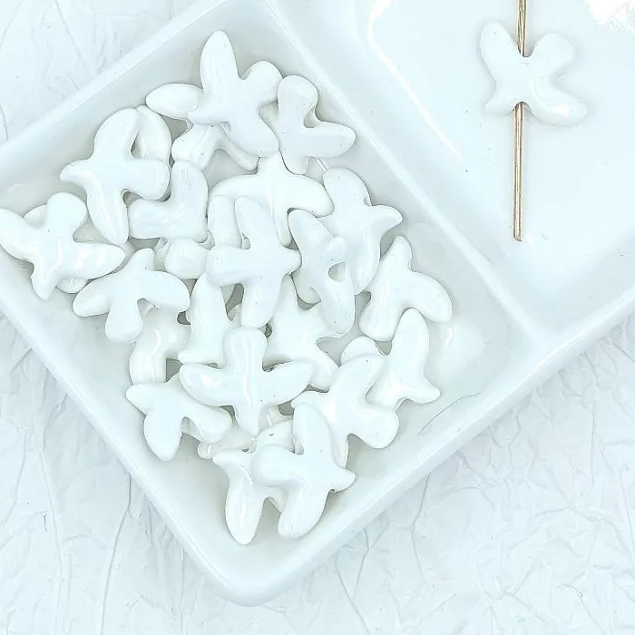 Authentic 10Pcs Ceramic Peace Dove Bird-Shaped Beads DIY Necklace Earrings Jewelry Accessories Pendants Loose Beads For Crafting