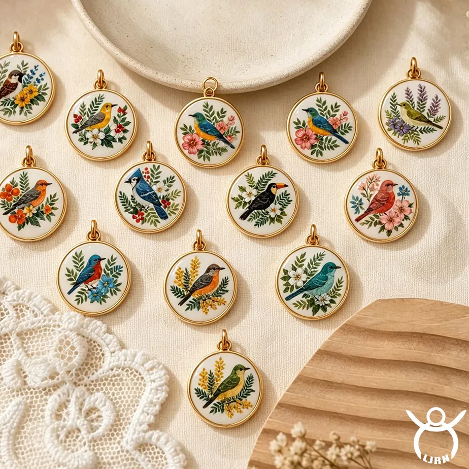 Ceramic Diy Accessories Birthday Month Flower Bird Paint Necklace Jewelry Making Pendant Accessories