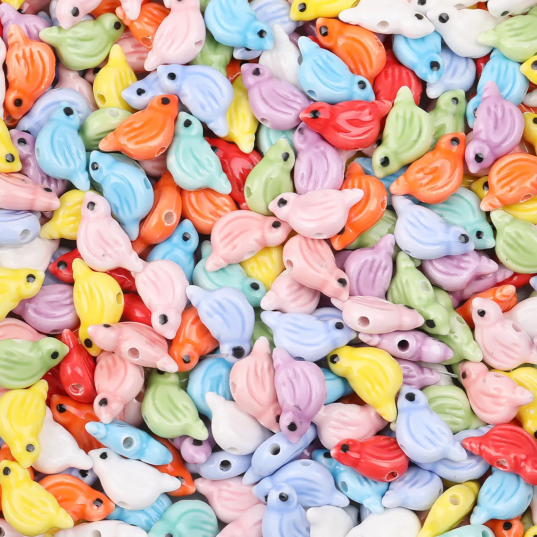 Authentic 10pcs/20pcs/30pcs Random Color Little Birds Ceramic Beads Charm Beads For Jewelry Making DIY Bracelet Necklace Earrings Loose