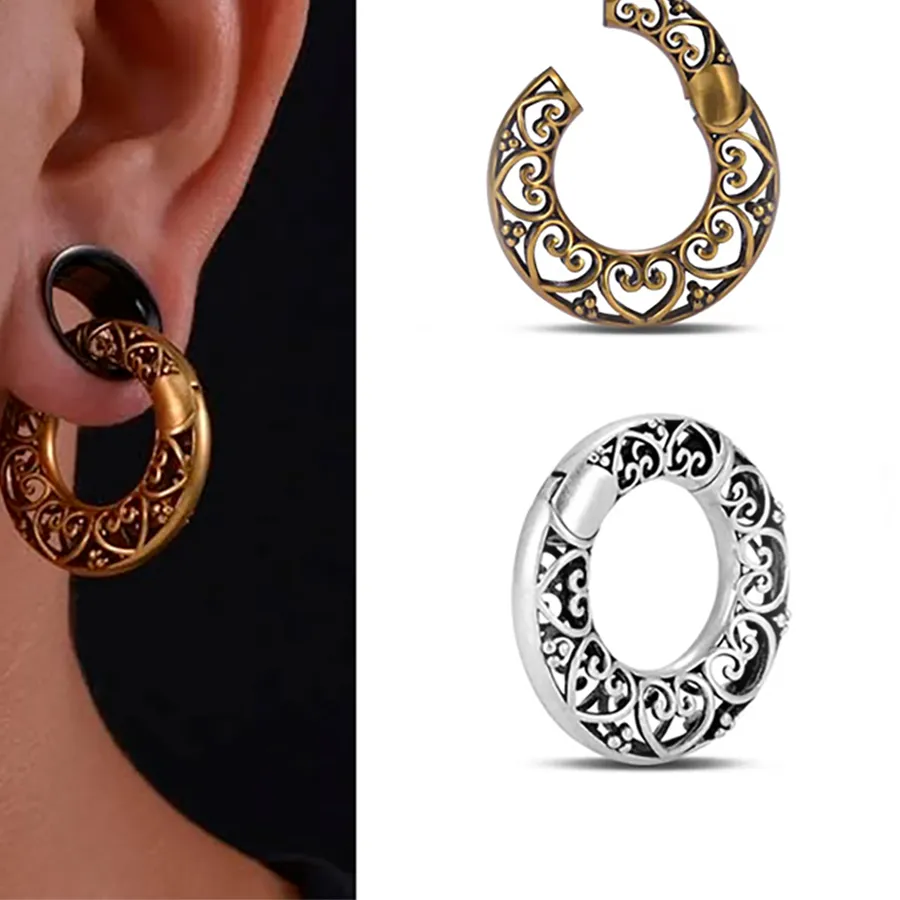 Authentic 1PC Vintage Big Size Bronze Silver Gold Color Ear Weights Spiral Hoop Earring Piercing Ear Taper Piercing Body Jewelry