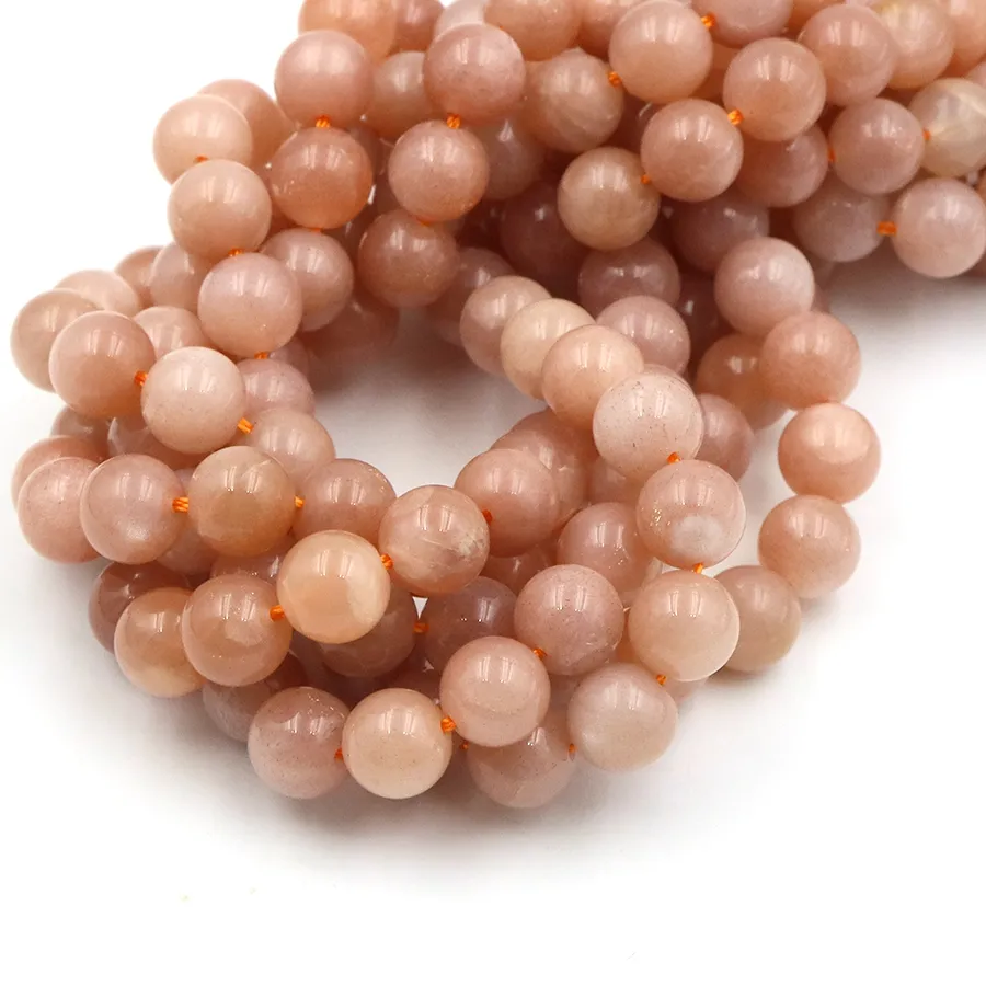 Authentic 4 6 8 10mm Orange Moonstone Beads Natural Stone Healing Crystal Round Loose Spacer Bead For Jewelry Making DIY Bracelet Necklace