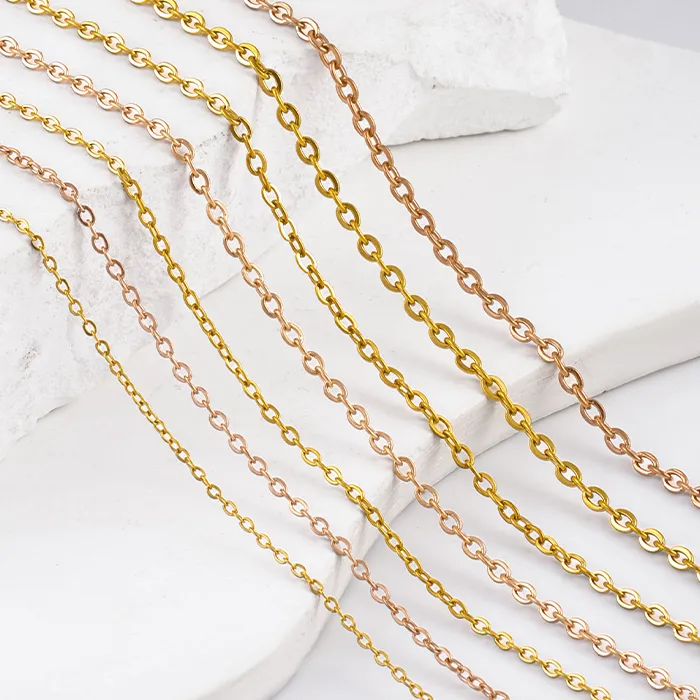 Authentic Stainless Steel O Shape Flat Cross Link Chain Bulk Wholesale For Diy Necklace Bracelet Jewelry Making Supplies