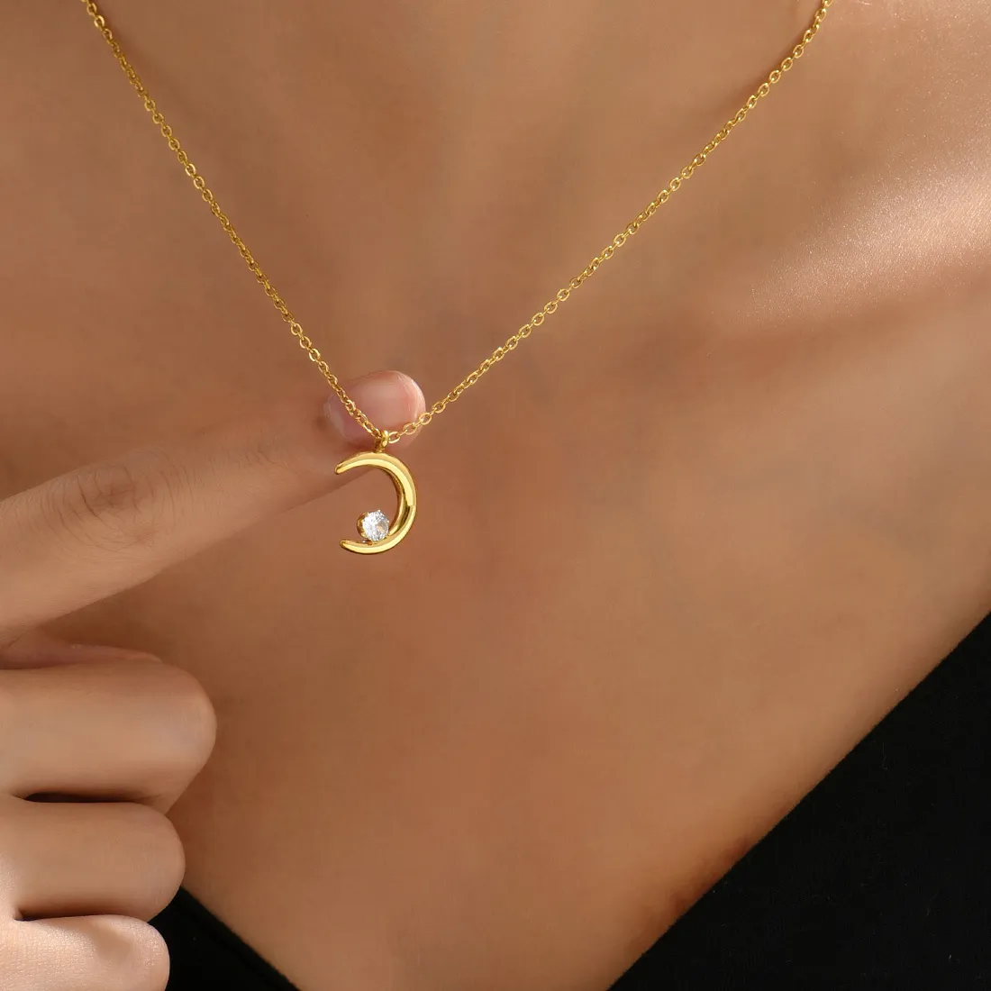 Authentic Celestial Moonlit Zircon Amulet – 18K Gold‑Plated L33 Guardian