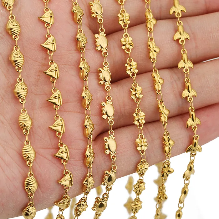 Authentic 1Meter Stainless Steel Shell Crab Bee Ocean Series Handmade Gold Welding Chain Necklace Bracelet Jewelry Making Accessories