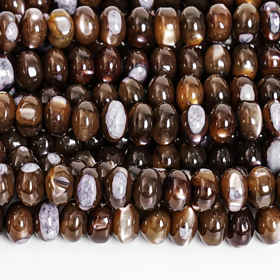 Authentic 6x4mm Brown Trochidae Shell Abacus Beads Polished Smooth Loose Beads for Jewelry Making DIY Bracelet Necklace