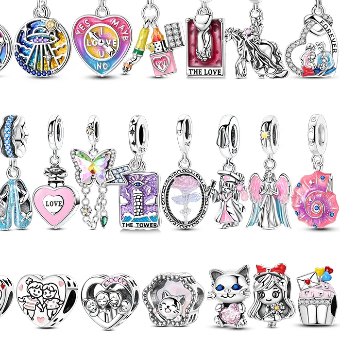 Authentic S925 Silver Color Cupid Wedding Tarot Princess Ballet Rose Luminous Charms Beads Pendants Fit 3mm Bracelets DIY Fine Jewelry