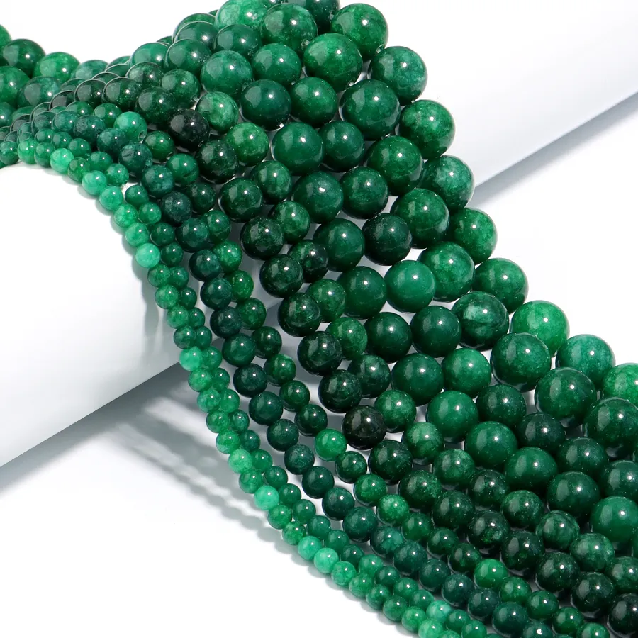 Authentic 4/6/8/10/12mm Natural Green Jade Stone Beads Round Loose Bead for Jewelry Making DIY Bracelet Necklace Handmade Material