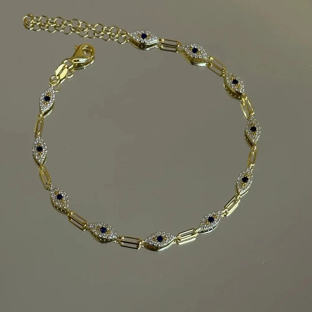 Authentic Gold Color Micro Paved 5A CZ Evil Eye Charm Bracelet Necklace 2025 Lucky Turkish Women Jewelry Set
