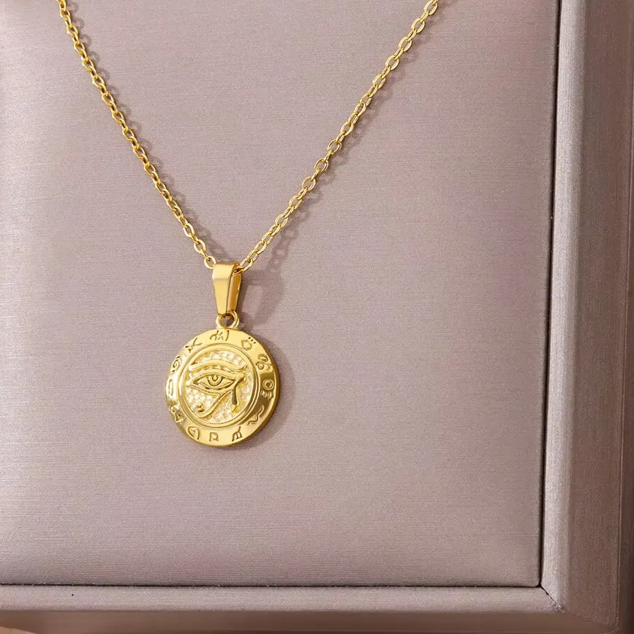 Authentic Stainless Steel Evil Eye Pendant Necklaces For Women 18K Gold Plated Evil Eye Necklace Aesthetic Lucky Turkish Jewerly Gift