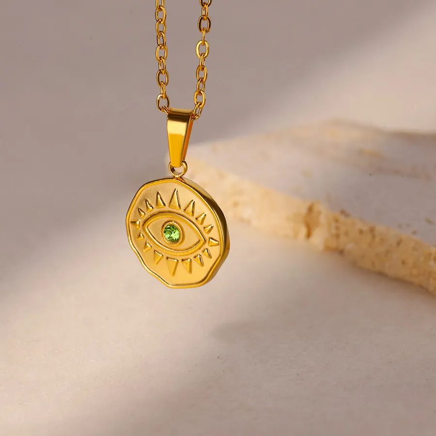 Authentic Lucky Evil of Eye Pendant Necklace for Women Gold Color Clavicle Chain Necklaces Stainless Steel Jewelry Freeshipping collar