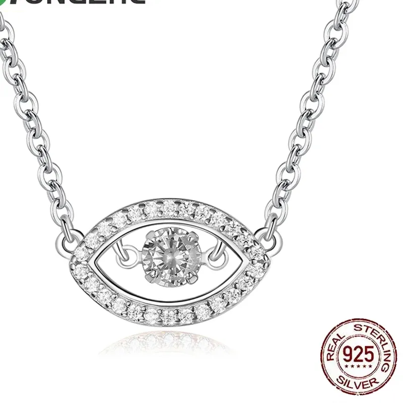 Authentic TONGZHE 925 Sterling Silver Turkish Evil Eye Necklace For Women Crystal Chain Necklace Minimalist Rose Gold Choker Lucky Jewelry