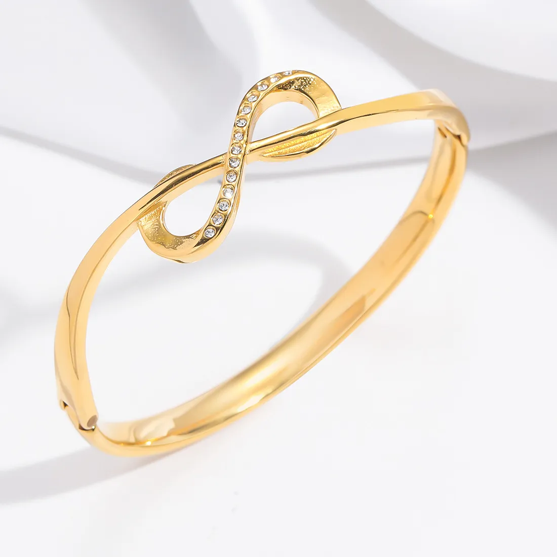 Authentic Eternal Flow Infinity Bangle - Celestial Zircon Manifestation Talisman