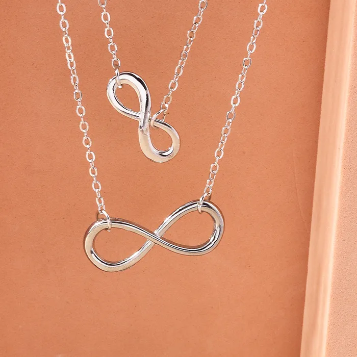 Authentic Aihua Fashion Infinity Pendant Necklace for Women Gold Silver Color Chains Infinity Symbol Party Collares Jewelry on the Neck