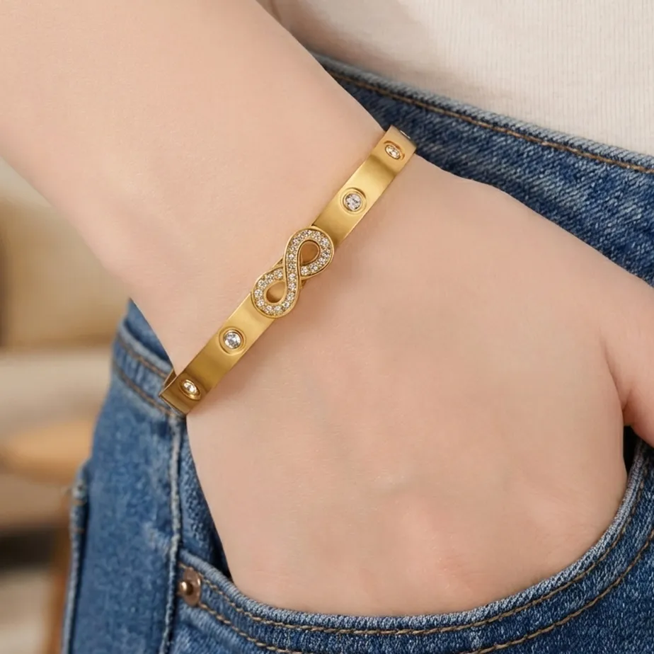 Authentic The Infinite Radiance Gold-Plated Hinged Cuff