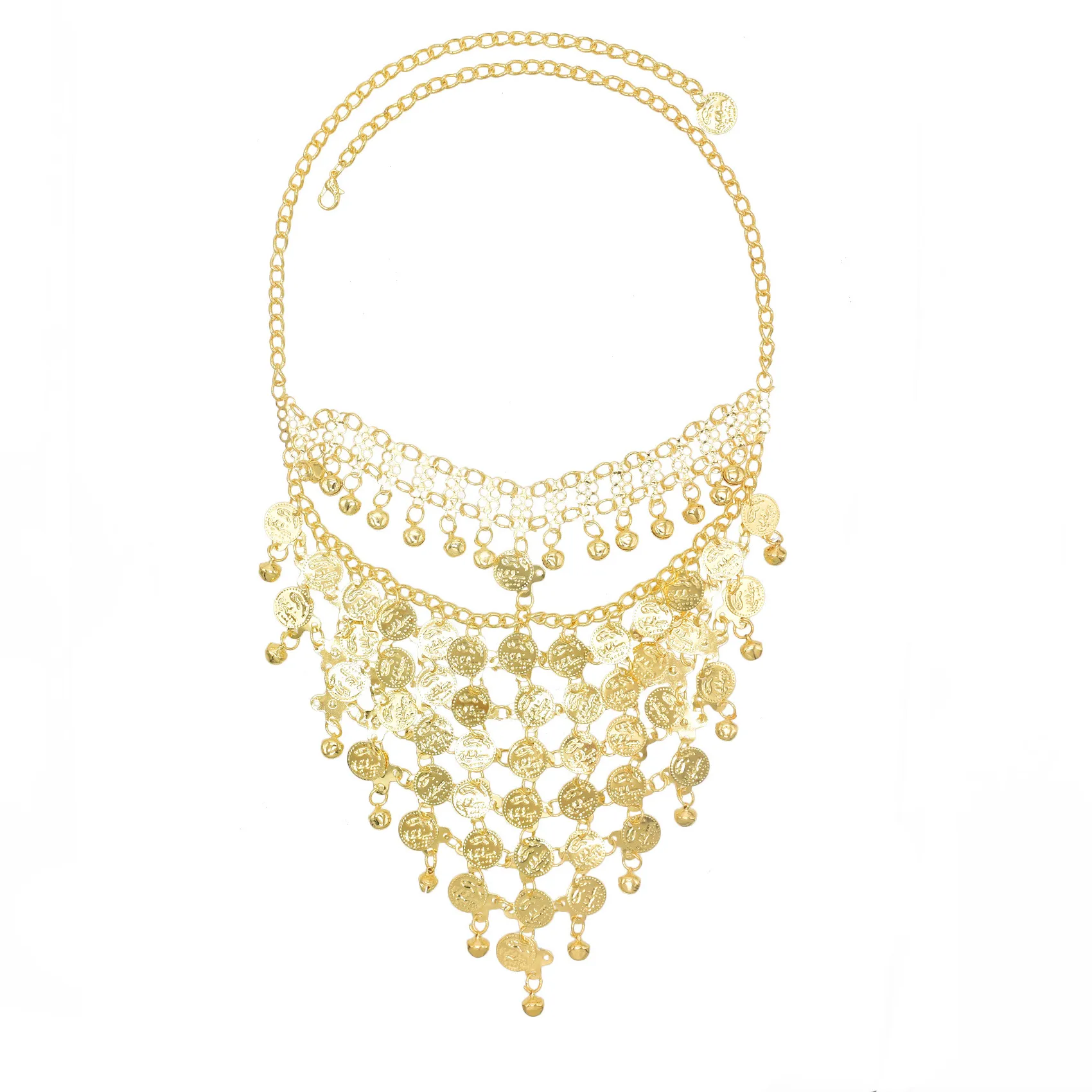 Authentic New Coin Tassel Bells Metal Alloy Full Face Inverted Triangle Jewelry Mask for Woman Ethnic Style Fashion Mask Accessories