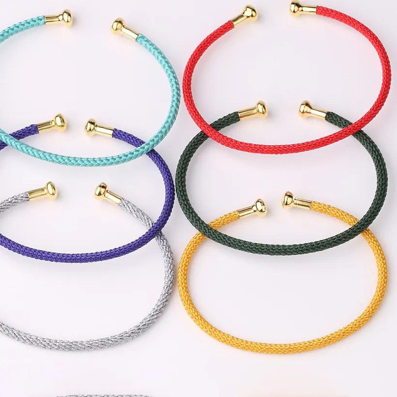 Authentic CSJA Gold Color Wire Wrap Open Cuff Bracelet Minimalist Red Black Green Bangle DIY Handmade Jewelry for Women Man G839