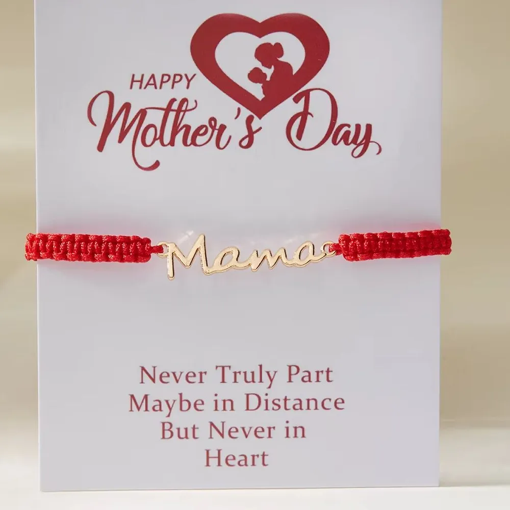 Authentic Handmade Braid String Letter Mama Bracelets Red Black Buddhist Tibetan Woven Rope Bracelet Mother's Day Jewelry