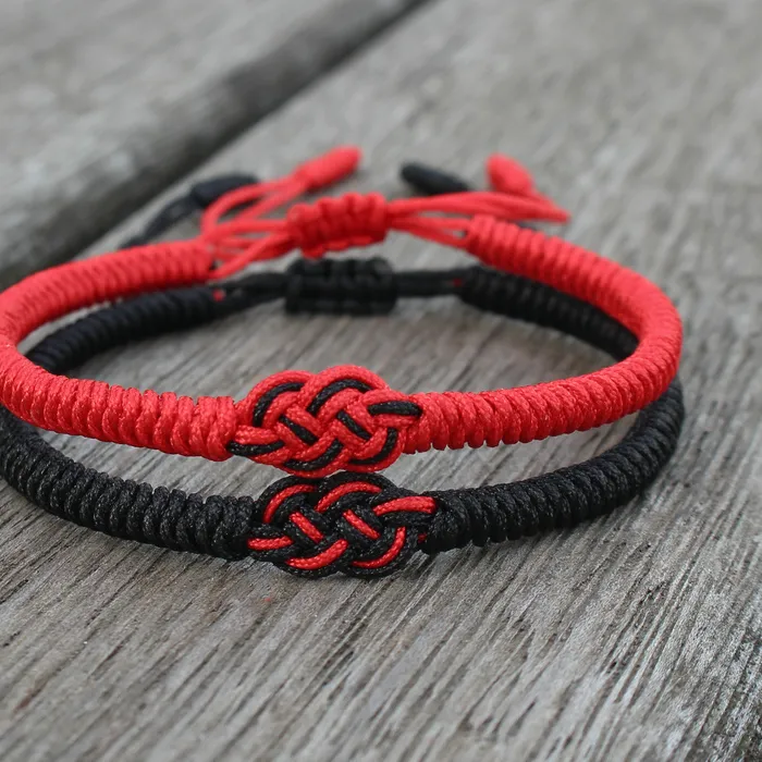 Authentic National Style Lucky Red String Bracelet Lovers Handmade Braided Concentric Knot Charm Bracelets for Women Men Jewelry Best