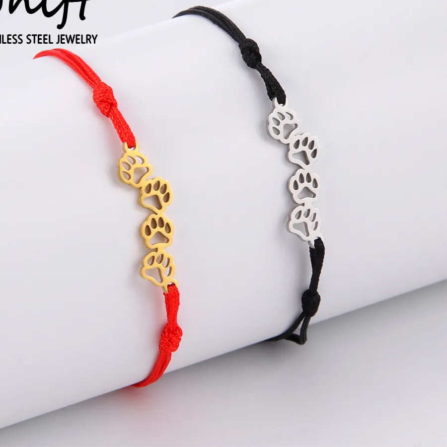 Authentic Unift Cat Dog Bear Paw Charm Lucky String Bracelet Red Rope Bracelets For Women Men Couples Handmade 2025 Trend Jewelry