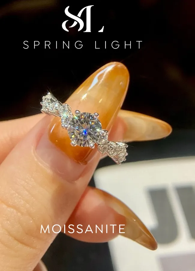 Authentic 1CT Real Moissanite Diamond Wedding Gemstone Rings for Women Gifts Party Original 925 Sterling Silver Fine Jewelry
