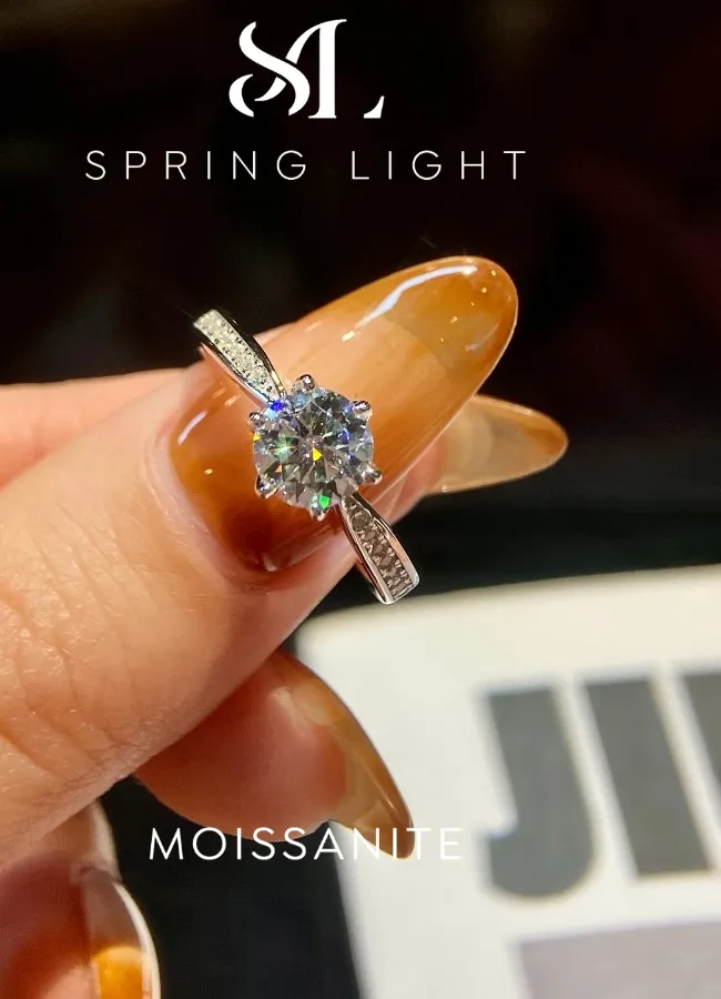 Authentic Real 0.5-1CT Moissanite Diamond Rings for Women Wedding Anniversary 925 Sterling Silver High Quality Fine Jewelry