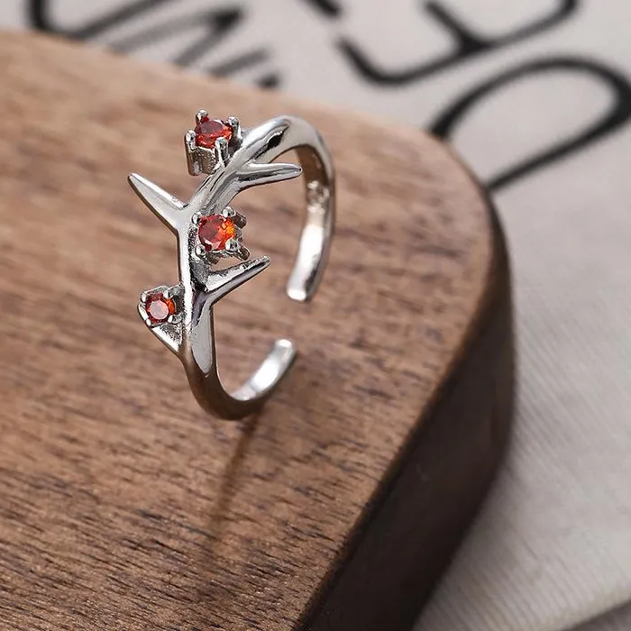 Authentic Crimson Thorn Enchantment Ring – 925 Silver & Diamond, Radiant Aura of Passion